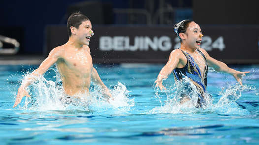 花样游泳世界杯北京站:中国队首日夺三? title=