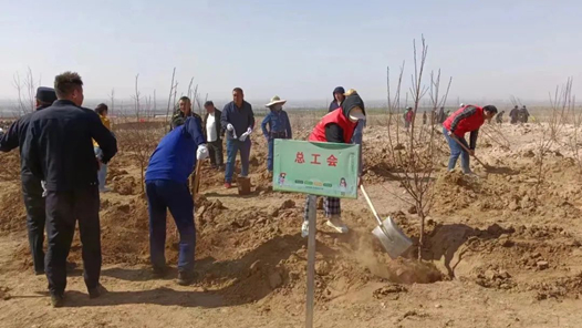 包头市九原区总工会开展义务植树活? title=